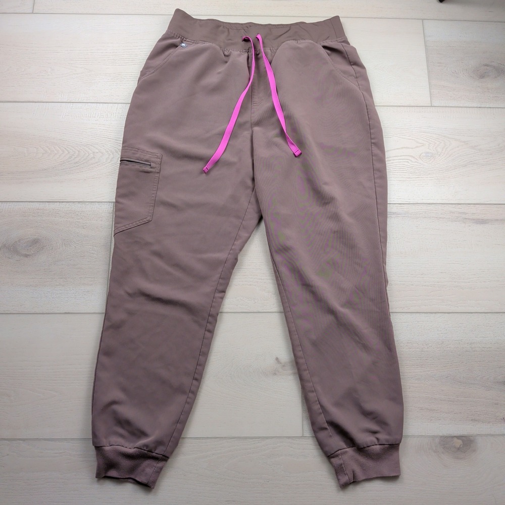 FIGS Zamora Jogger Scrub Pants Mauve Brown Pink Drawstring Women Large W22SW2012